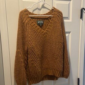 American Eagle Outfitters Women's Tan V-Neck Sweater